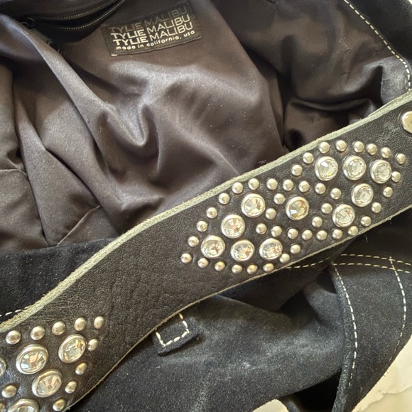 Tyli Malibu Black Suede Studded Women's Bag - Picture 5 of 5